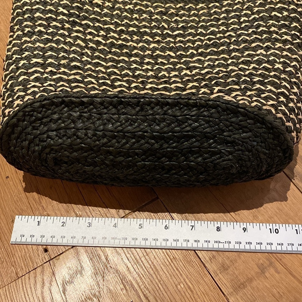 Annabel Ingall Australian Raffia Small Bibi Tote Gray V Deep Green Tan Cross Bag - Picture 9 of 12